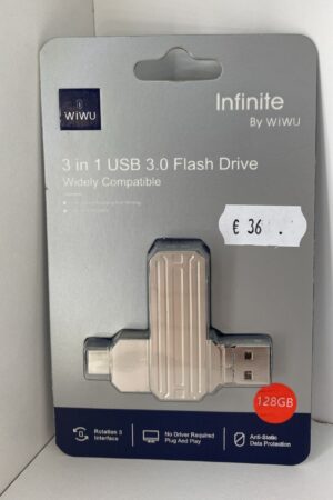 WiWU Unidad flash 3 en 1 de 64 GB, USB 2.0 + USB C + puertos Lightning
