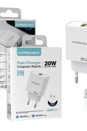 Cargador Red USB-A 20W 3.0A Cable Lightning APOKIN